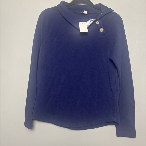 NWT J Crew Women’s Wide button-collar pullover sweatshirt Navy New XXS 2XS - Picture 2 of 8